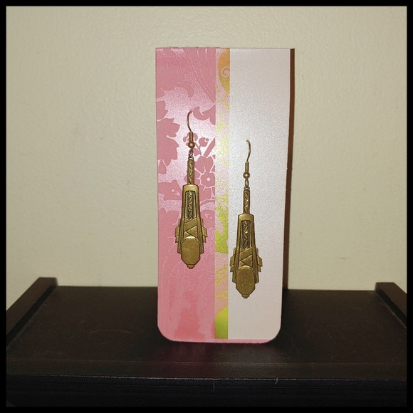 Jewelry - Art Deco Long Gold-tone Earrings